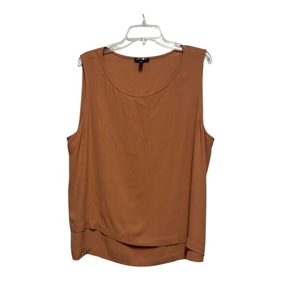 Eileen Fisher 100% Silk Warm Brown Sleeveless Shell Minimalist Business Tank XL - Picture 2 of 6